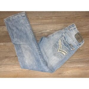 Salvage Jeans 30x31 Mens Blue Denim Mayhem Straight Whiskered Fade Stretch